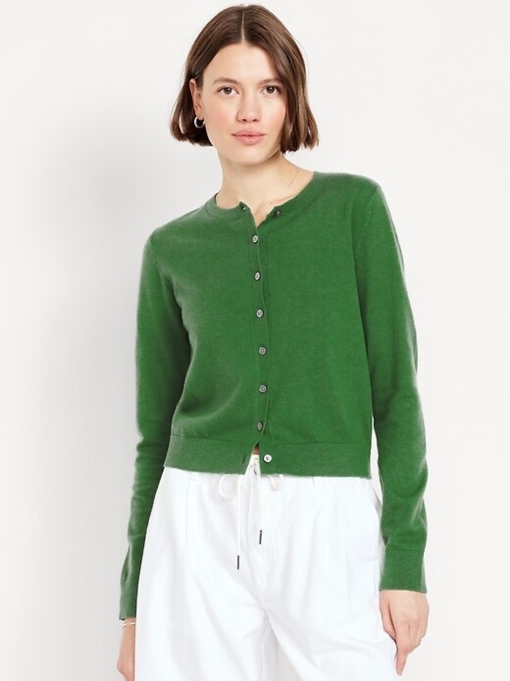 Old Navy Green Button-Front Crewneck Cardigan